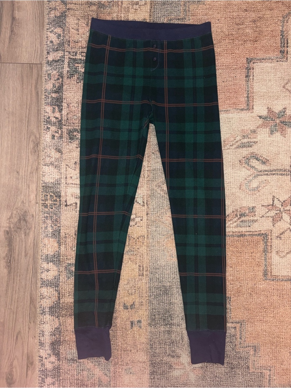 Old Navy Green and Navy Plaid Kids Leggings